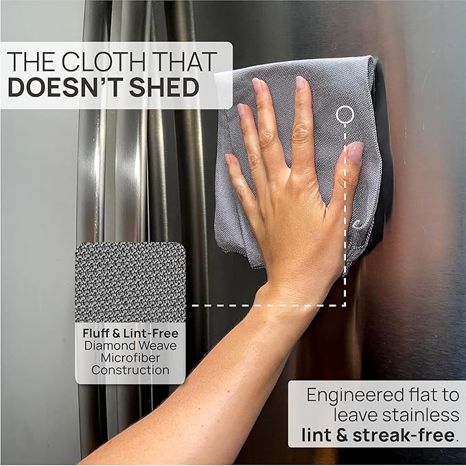 Claro Stainless Steel Cleaner Cloth 8-Pack – Microfiber Cleaning Cloths - Image 3