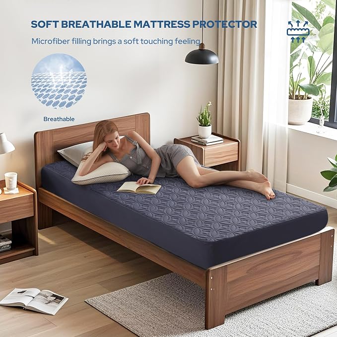 BEDLORE Waterproof Mattress Protector, Twin Size Mattress Pad - Image 3