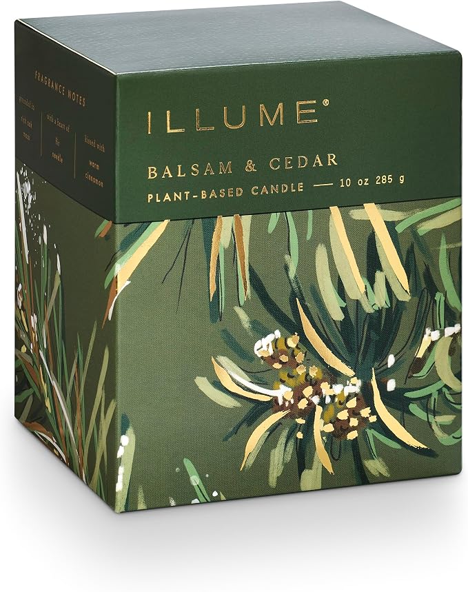 ILLUME Refillable Boxed Glass Candle, Balsam & Cedar - Image 9