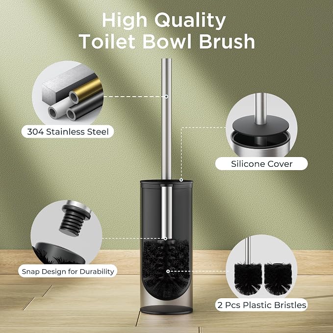 Toilet Brush and Holder Set, Toilet Bowl Brush - Image 3