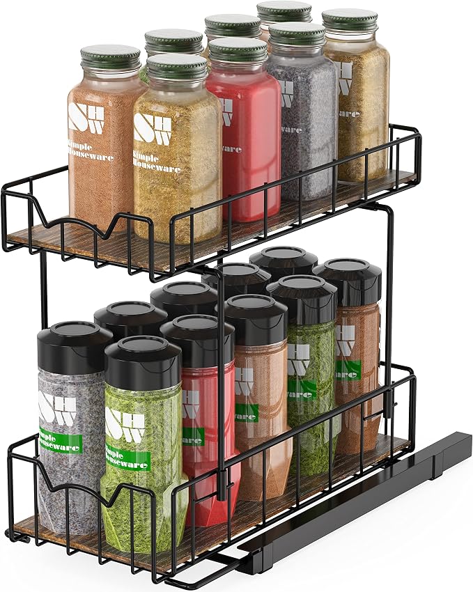 Simple Houseware 2-Tier Spice Rack Slide Out Wire Basket Drawer Organizer by SimpleHouseware