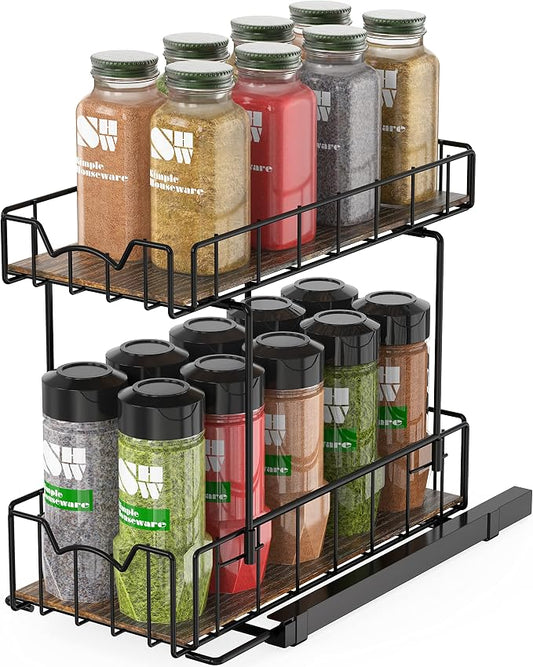 Simple Houseware 2-Tier Spice Rack Slide Out Wire Basket Drawer Organizer by SimpleHouseware