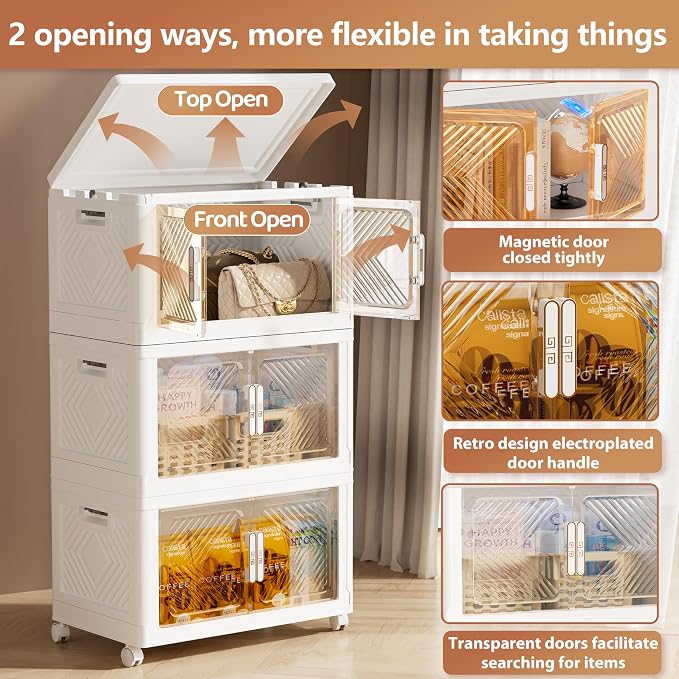 Storage Bins with Lid 76QT, Stackable Storage Containers with Wheels and - Image 2