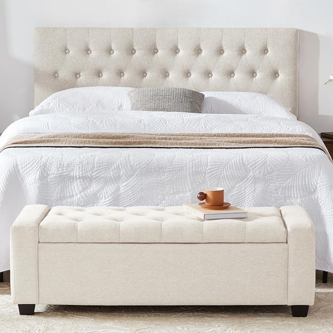 48" Ottoman with Storage, Storage Ottoman Bench with Safety Hinge, Upholstered - Image 7