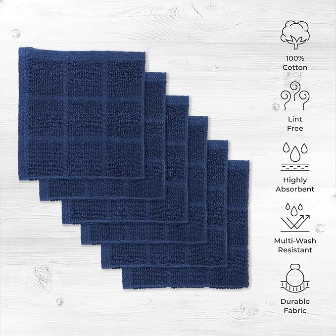 100% Cotton Terry Dish Cloth & Dish Towel, 6 Pack, Super Soft and Absorbent - Image 2
