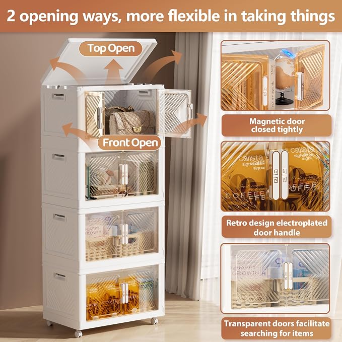 Storage Bins with Lid 76QT, Stackable Storage Containers with Wheels and - Image 2