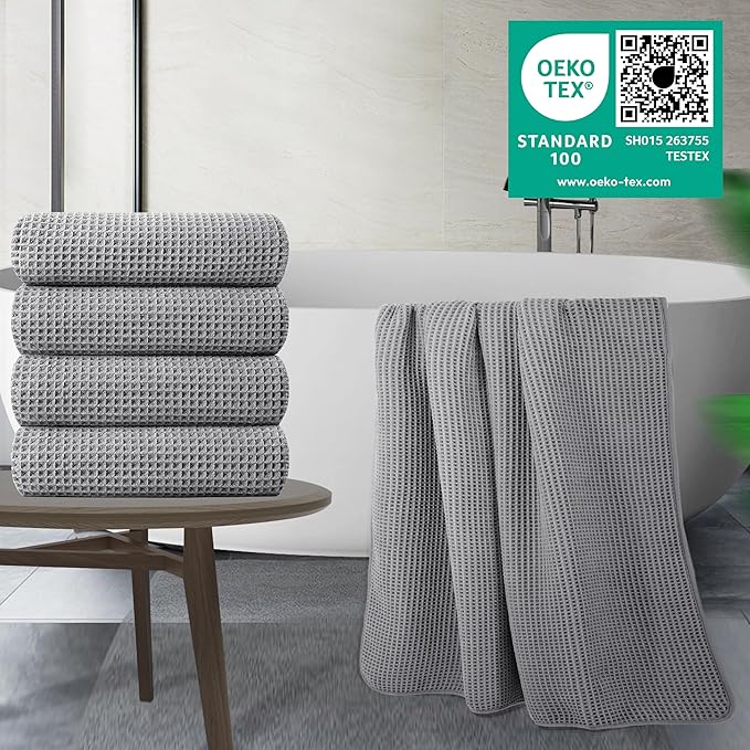 POLYTE Microfiber Oversize Quick Dry Lint Free Bath Towel, 60 x 30 in, 4 Pack - Image 5