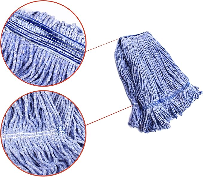 String Mop Heads Replacement Heavy Duty Commercial Grade Blue Cotton Looped End - Image 3