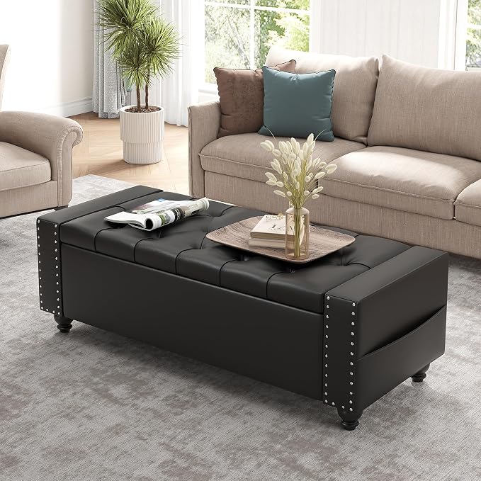 Maupvit Storage Ottoman Bench, 49 Inch Bedroom Bench, Upholstered Ottoman - Image 8