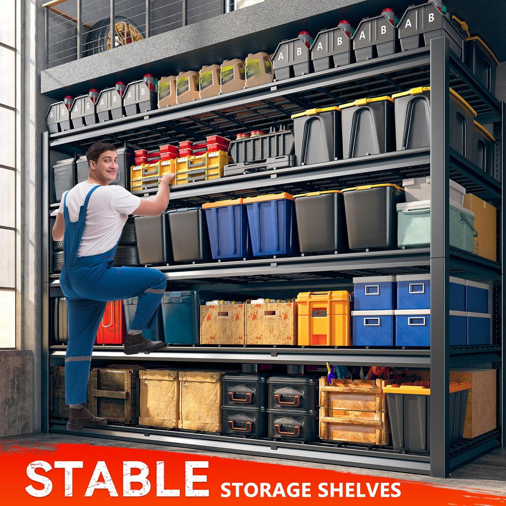 REIBII 60" W Garage Shelving Heavy Duty Metal Shelving 3000LBS Storage S...