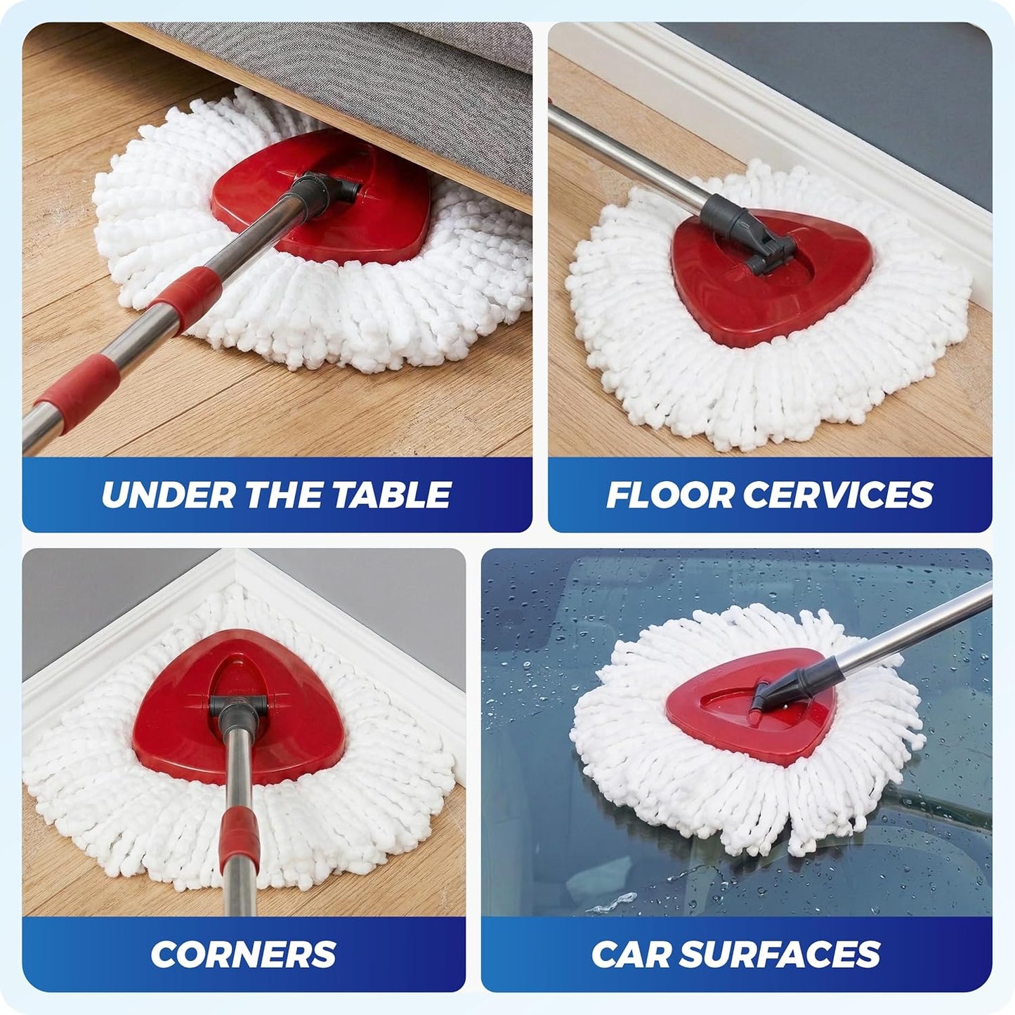 Microfiber Mop Heads Replacement for Ocedar Mops Head, Compatible with O Cedar Mop Replacement Heads,for Hardwood Laminate Tile Floors,Perfect for Home Kitchen Bathroom Living Daily Cleaning-4 Pack