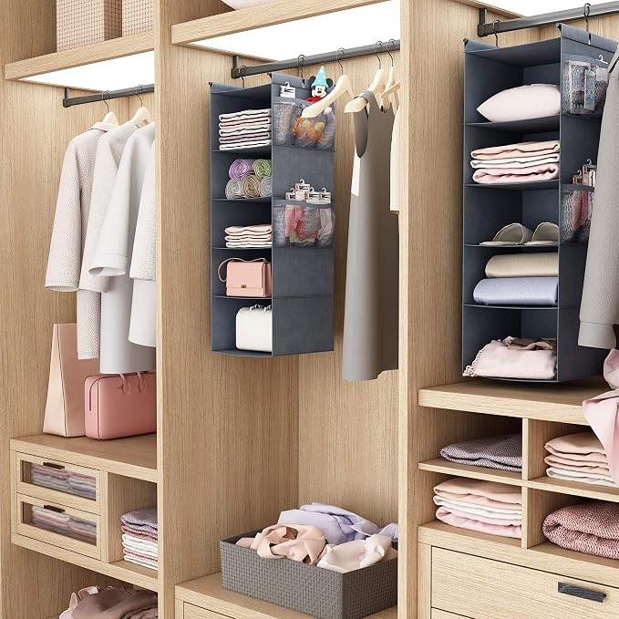 MAX Houser 5 Shelf Hanging Closet Organizer, Space Saver, Cloth Hanging Shelves - Image 6