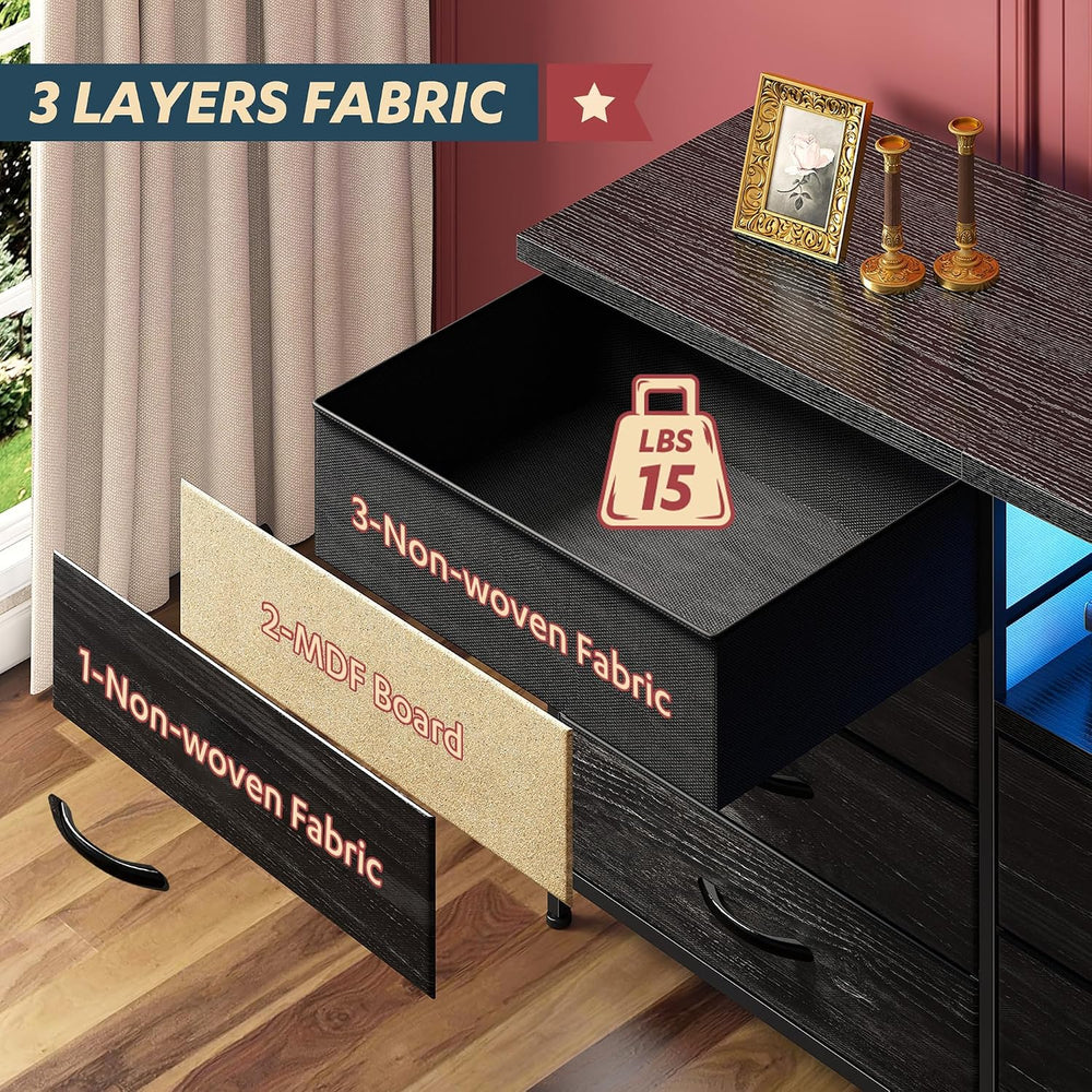 Romorgniz 63" W Dresser for Bedroom, Long Dresser with 12 Fabric Drawers