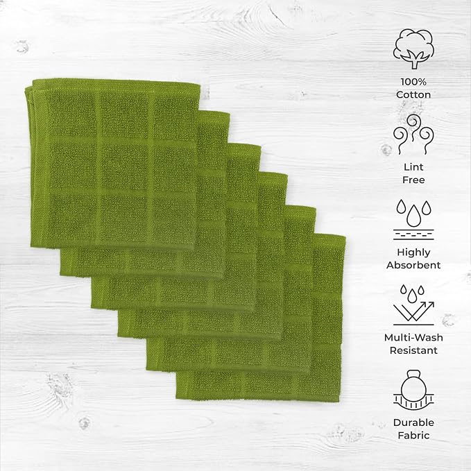 100% Cotton Terry Dish Cloth & Dish Towel, 6 Pack, Super Soft and Absorbent - Image 2