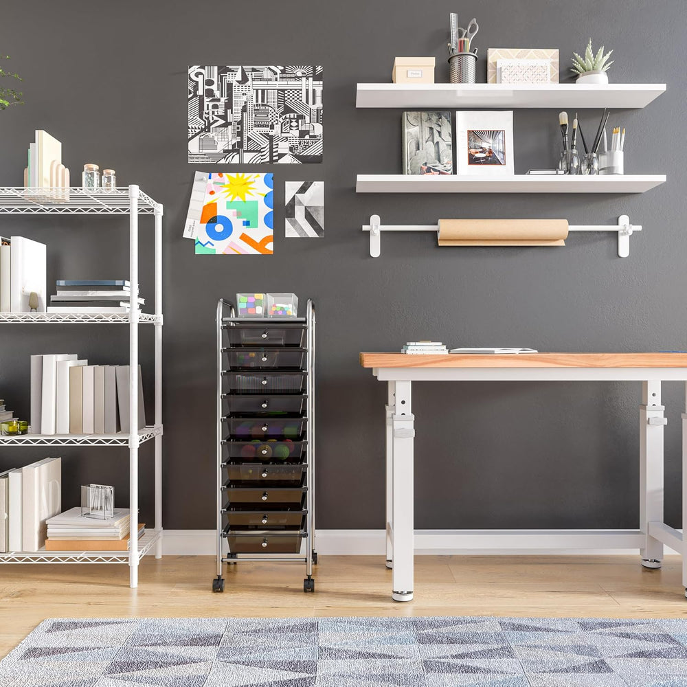 Seville Classics Rolling Utility Organizer Storage Cart, for Home Office, Sch...