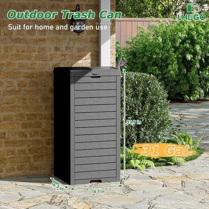Outdoor Trash Can, 2 Set of 31 Gallon Garbage Can - Image 2