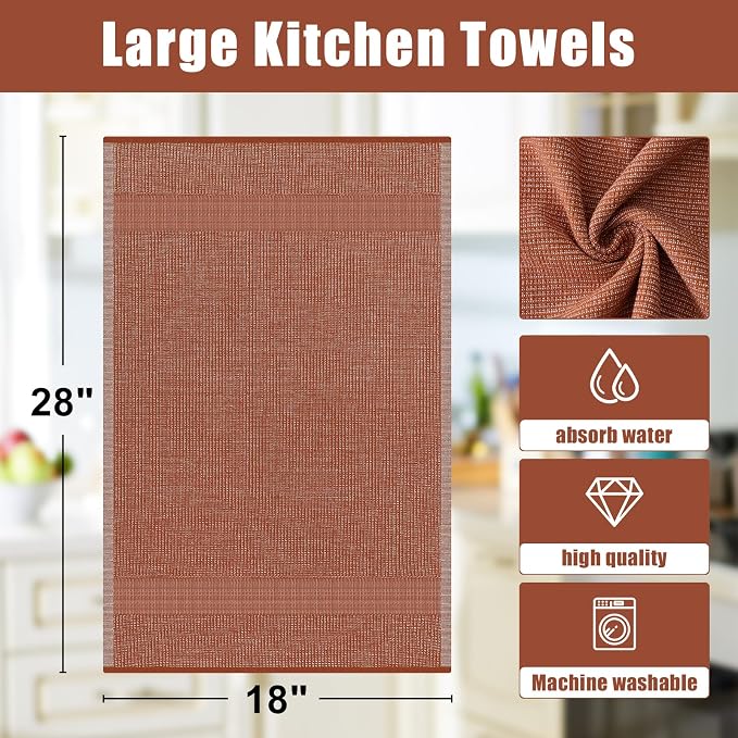 Homaxy Premium Kitchen Towels, Large Cotton Kitchen Hand Towels, Flat and Terry - Image 9