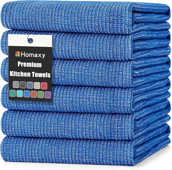 Homaxy Premium Kitchen Towels, Large Cotton Kitchen Hand Towels, Flat and Terry by Homaxy