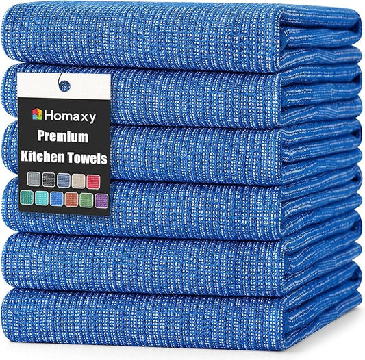 Homaxy Premium Kitchen Towels, Large Cotton Kitchen Hand Towels, Flat and Terry by Homaxy