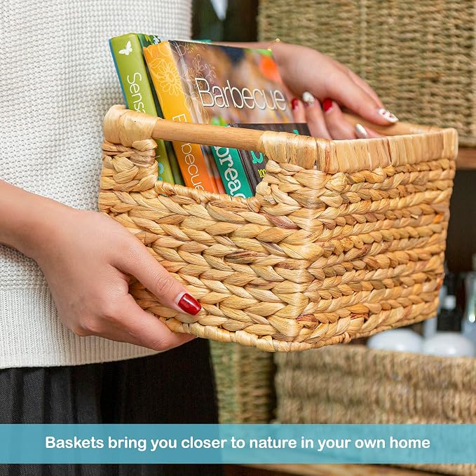 Small Wicker Baskets for Organizing Bathroom, Hyacinth Baskets for Storage