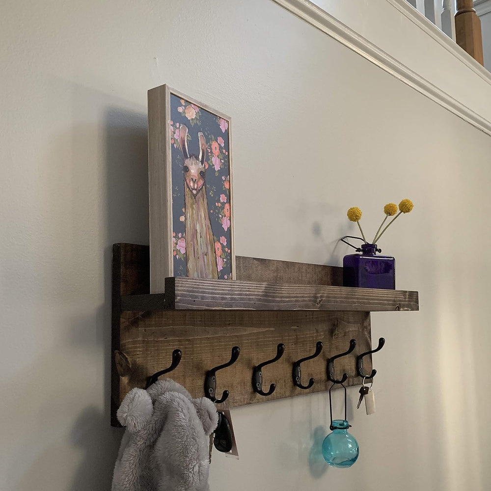 Coat Rack with Shelf (Choose your Length) Towel Rack Entryway Organizer Wall ...