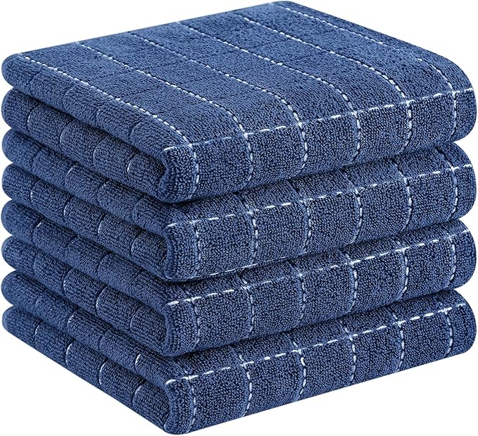 Homaxy 100% Cotton Terry Kitchen Towels, Checkered Designed, Soft and Super by Homaxy