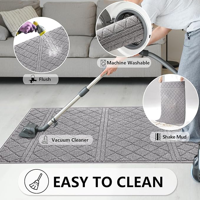 REFETONE Indoor Doormat, Front Back Door Mat 36"x59" Absorbent Rubber Backing - Image 6