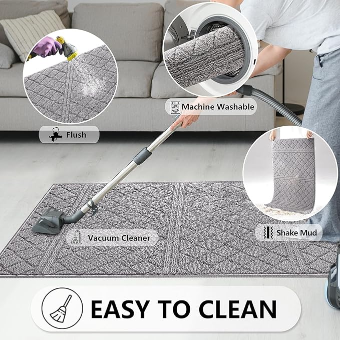 REFETONE Indoor Doormat, Front Back Door Mat 20"x32" Rubber Backing Non Slip - Image 6