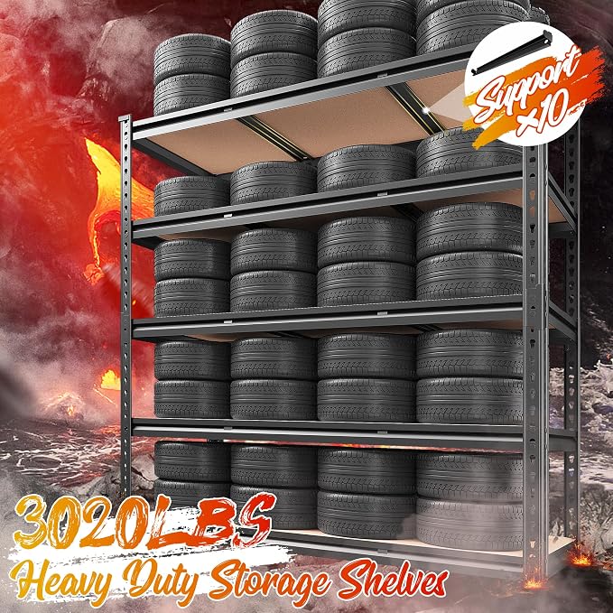 REIBII 48" W Garage Shelving Heavy Duty 3020LBS Storage Shelves 5 Tier Heavy - Image 3