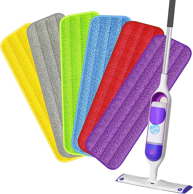 HOMTOYOU Reusable Mop Pads for Swiffer PowerMop: 6 Pack Microfiber Pad Refills by HOMTOYOU