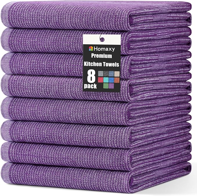 Homaxy Premium Kitchen Towels, Large Cotton Kitchen Hand Towels, Flat and Terry by Homaxy