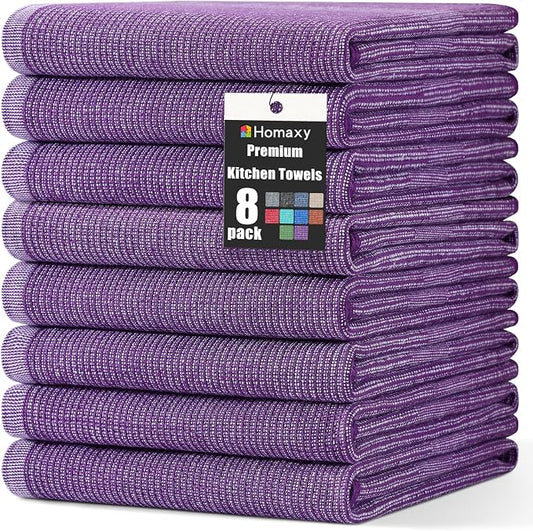 Homaxy Premium Kitchen Towels, Large Cotton Kitchen Hand Towels, Flat and Terry by Homaxy