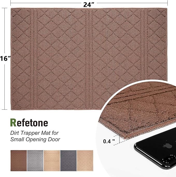 REFETONE Indoor Doormat, Front Back Door Mat 16"x24" Absorbent Rubber Backing - Image 2