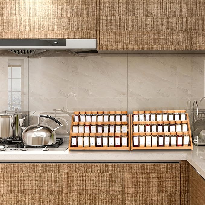 Bamboo Tiered Spice Rack, for Countertop Spice Organizer for Pantry Spice Shelf - Image 8
