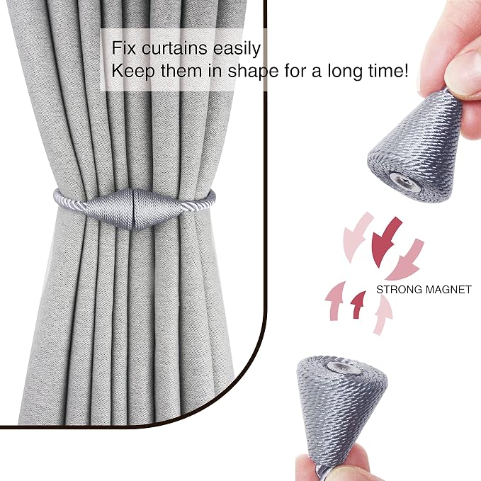 4 Pack Magnetic Curtain Tiebacks Rope Modern Handmade Curtain Tie Backs - Image 2