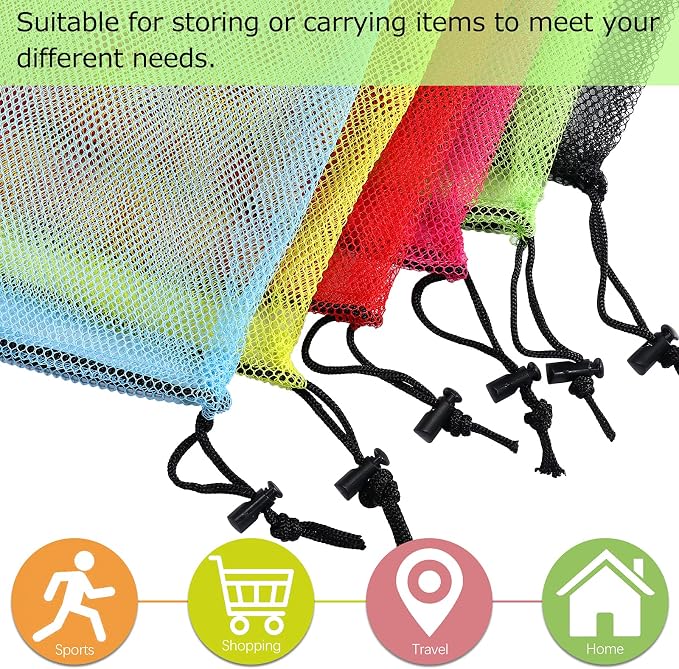 18"X24" 6Pcs Mesh Laundry Drawstring Bag Nylon Drawstring Gym Bag - Image 4