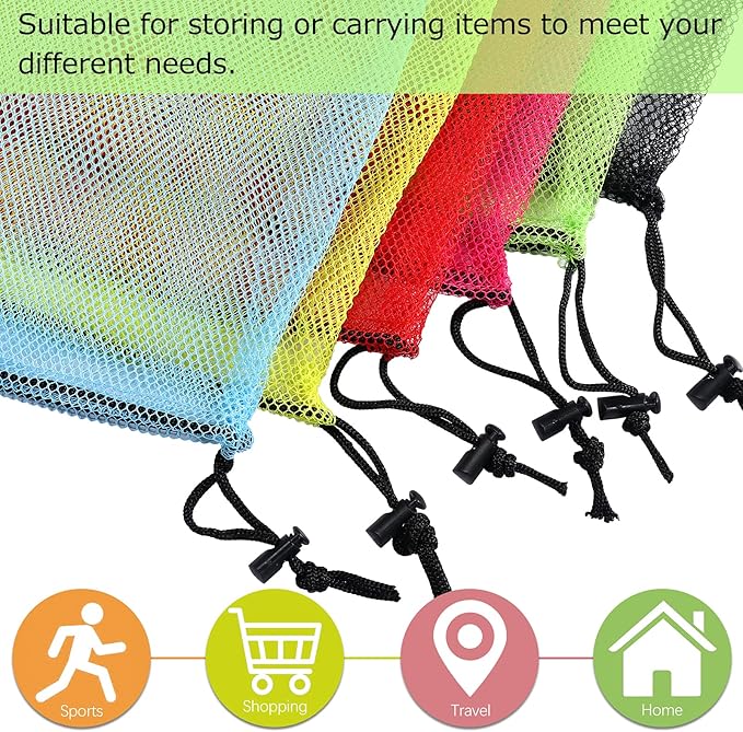 iMucci 13"X15.5" 6Pcs Mesh Laundry Drawstring Bag Nylon Drawstring Gym Bag - Image 4