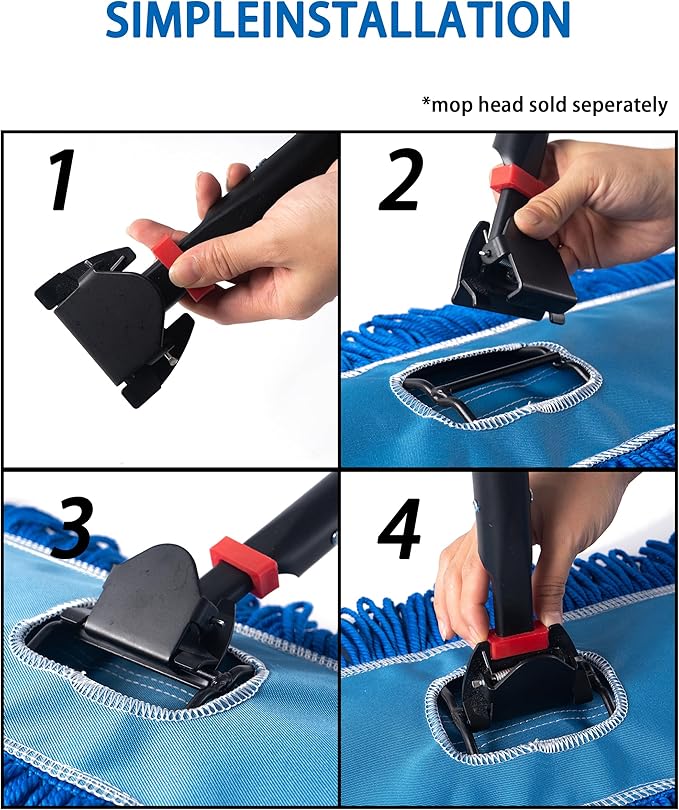 Matthew Cleaning Jaw Clamp Mop Handle, Snap-On Fiberglass Dust Mop Handle - Image 2