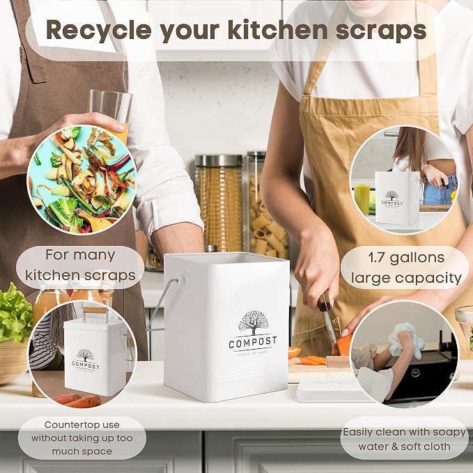 PERFNIQUE Kitchen Compost Bin, 1.7 Gallon Countertop Compost Bin - Image 3
