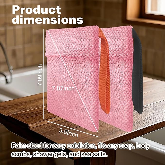 2 Pack Soap Bag Gentle Roughness, Bar Soap Pouch Saver Pocket, Body Scrubber - Image 2