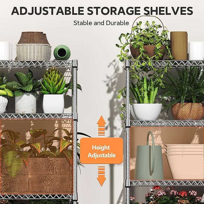 6 Tiers Storage Shelves Load 2100LBS, Metal Shelving Wire Metal Shelving Unit - Image 4