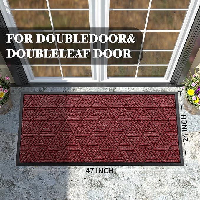 Yimobra Large Door Mat 47x24, All-Weather Waterproof Non-Slip Welcome Matt - Image 2