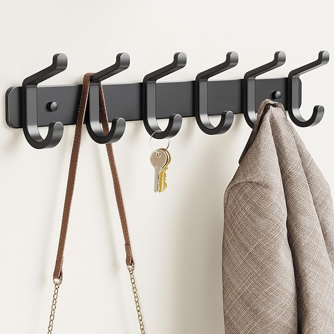 Coat Rack Wall Mounted Heavy-Duty: Metal Coat Hanger 6 Hooks - Image 9