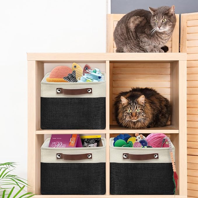 SIMPLE HOUSEWARE Large Fabric Storage Bin, 3 Pack - Image 7