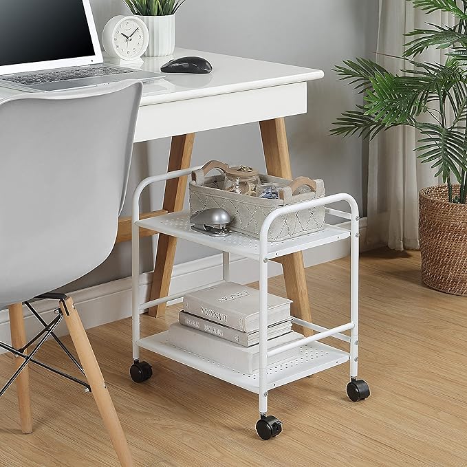 SunnyPoint 2-Tier Metal Rolling Utility Cart – Mobile Storage Shelf - Image 3