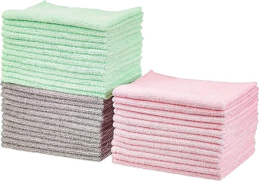 Amazon Basics Microfiber Cleaning Cloths, Non-Abrasive, Reusable and Washable by AmazonBasics