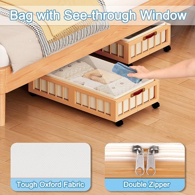 efluky 2-Pack Bamboo Under Bed Storage Containers - Image 5