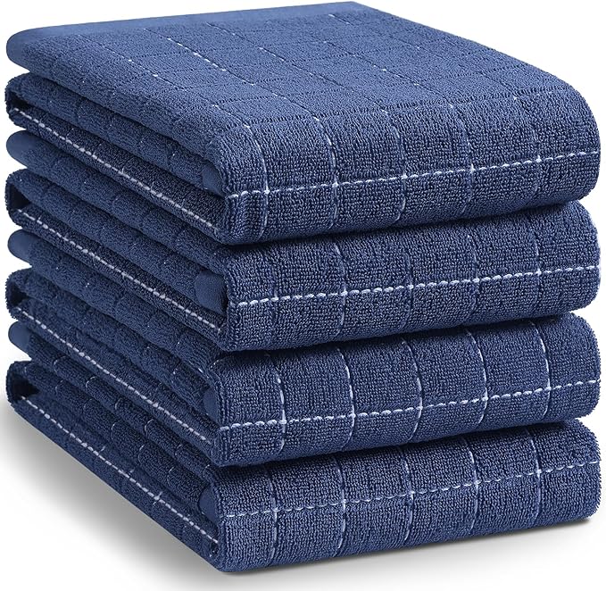 Homaxy 100% Cotton Terry Kitchen Towels, Checkered Designed, Soft and Super by Homaxy