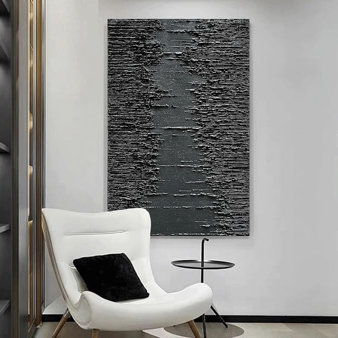 NANKAI Art Hand-Painted Thick Texture Black Minimalist Oil Painting 45x30 Inchs - Image 4