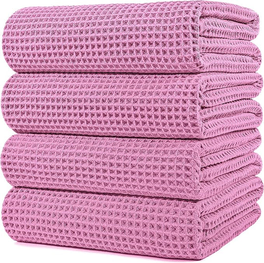 POLYTE Microfiber Oversize Quick Dry Lint Free Bath Towel, 60 x 30 in, 4 Pack by Polyte
